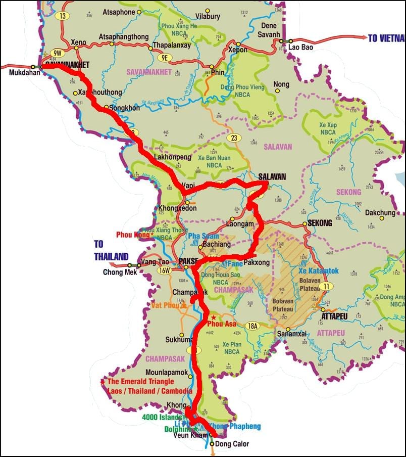 Քարտեզ саваннакхет Լաոս