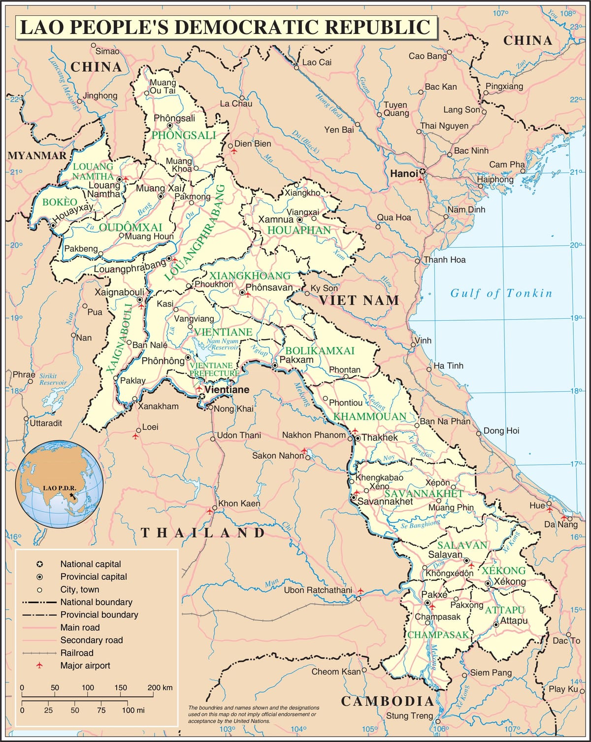 Քարտեզ Լաոս ճանապարհին