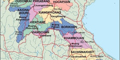 Քաղաքական Լաոս քարտեզի վրա
