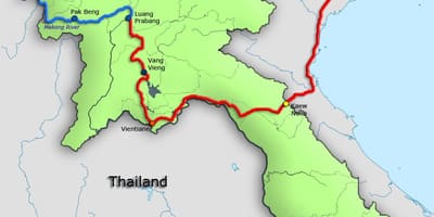 Գետ меконг Լաոս քարտեզի վրա