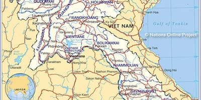 Քարտեզ Լաոս եւ շրջակա երկրների